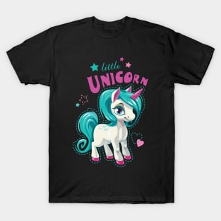 Cute little unicorn girl with a stars & hearts T-Shirt